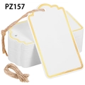 60 stuks cadeaulabels met goudfolie rand en henneptouw voor DIY beschrijven - Gouden Golf Rand Stijl (PZ157)