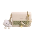Sac bandoulière beige et vert clair avec chaîne dorée et charm peluche mignon - Sans Pendentif / Vert