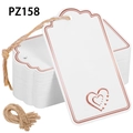 Detail van rosé gouden hart cadeaulabels met touw op een witte achtergrond - Roségoud Hart Rand Stijl (PZ158)