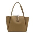 Sac cabas classique en cuir PU kaki avec double fermeture éclair et côtés structurés - Vert