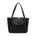 Sac cabas noir avec surpiqûres contrastées blanches et fermeture à double glissière - Noir
