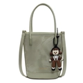 Bolso cubo verde claro con textura de mármol y un bonito colgante de personaje - Green (With Brown Pendant)