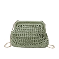 Light bean green woven crossbody cloud bag with honeycomb texture and gold chain - Green (Style 2) / 28*22*2