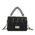 Klassische schwarze Stepptasche mit goldener Hardware und gewebtem Kettenriemen - Schwarz