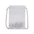 Elegant silver rhinestone crossbody mini bag with shimmering chain strap in silver - White