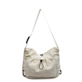 Minimalist off-white nylon crossbody bag featuring a drawstring pocket and adjustable strap - Off White