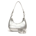 Silberne Metallic-Halbmondtasche mit Spiegeleffekt und verstellbarem Riemen - Silber