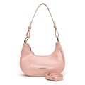 Rosa halbmondförmige Schultertasche aus Kunstleder mit abnehmbarem Gurt - Rosa