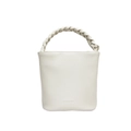 Chic off-white bucket bag with litchi texture PU leather and woven rope handle - Off White