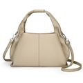 Bolso nube beige de piel con textura granulada y correa de hombro extraíble - Caqui