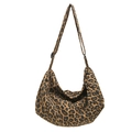Canvas crossbodytas met luipaardprint in maanvorm met verstelbare riem en grote capaciteit - Luipaard Geel