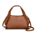 Bolso de mano marrón para mujer en cuero texturizado con correa de hombro ajustable - Marrón