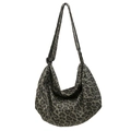 Canvas crossbodytas met luipaardprint in grijs met een verstelbare schouderband stijl - Luipaard Groen