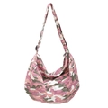 Roze camouflage canvas crossbody tas in halve maan vorm met verstelbare schouderriem - Camo Roze