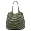 Sage green woven tote bag with large capacity and natural texture for women - Green