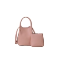 Light pink lychee texture bucket bag with matching small zippered coin pouch and strap - Pink