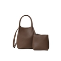 Brown litchi pattern bucket bag and matching coin purse set with crossbody strap - Brown