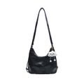 Sac hobo rétro en cuir noir avec bandoulière et charmant pendentif nuage blanc - Avec Pendentif Nuage / Noir