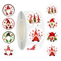 Rouleau de 500 autocollants de Noël gnomes scandinaves pour emballages cadeaux et décoration - Style Gnome Nordique (ZB90)