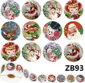 Makroansicht von 12 Vintage-Weihnachtsaufklebern mit Weihnachtsmann, Rentier und Schneemann - ZB93 (500 Stück)
