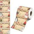 Dettaglio del rotolo di etichette natalizie con motivi di Babbo Natale e spazio di scrittura - Fantasia ZC57