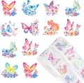 Detail of 9 watercolor butterfly and flower sticker roll designs for DIY scrapbooking - 2.5cm/1in
