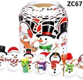 Detail showing various cartoon snowman stickers on a roll for Christmas decoration - Snowman Pattern (ZC67) / 33ft