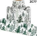 Close-up of scalloped watercolor pine tree border stickers for Christmas bulletin boards - Pine Forest Style (ZC77)
