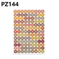 Dettaglio di adesivi rotondi colorati con lettere e numeri per progetti scolastici - Toni Terra Retro (PZ144) / Fogli Multipli