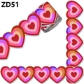 Regenbogen-Herzaufkleber in Rot und Rosa für Valentinstag-Dekoration und Basteln - ZD51-Valentinsherz; 10m/32ft