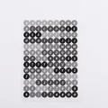 Detail of round monochrome DIY sticker sheet featuring black letters and numbers - Minimalist B&W Grey (PZ147) / 10 Sheets Set