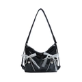Sac fourre-tout noir en cuir verni style ballet avec nœuds en dentelle et perles - Noir