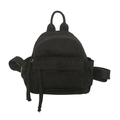 Classic black washed canvas mini backpack for women featuring adjustable straps and pockets - Black