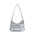 Sac fourre-tout argenté style ballet avec nœud en dentelle, perles et pendentif cœur - Argenté