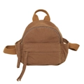 Washed canvas mini backpack in brown featuring adjustable straps and zipper pockets - Coffee