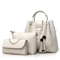Elegante juego de 3 bolsos beige que incluye un bolso grande, una bandolera y un bolso de mano - Beige