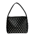 Black rivet shoulder bag for women with silver metal studs and punk style design - Black
