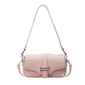 Bolso bandolera rosa con solapa de textura tejida y hebilla metálica plateada - Rosa