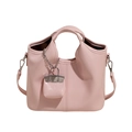 Borsa in pelle verniciata rosa con mini pochette coordinata e dettaglio catena argento - Rosa