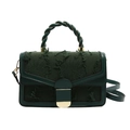Borsa a tracolla verde scuro minimalista con ricami e manico intrecciato di lusso - Verde