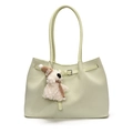 Sac seau tressé vert menthe avec de longues anses et un joli charme de peluche koala - Avec Pendentif / Vert