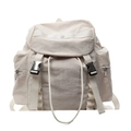 Mochila minimalista de nailon crema con solapa grande y sistema de cierre de hebilla - Blanco Roto