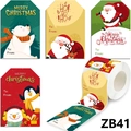 Roll of 200 Christmas gift tags featuring Santa, polar bear, and To/From writing space - 3x4.5cm (ZB41)