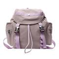 Large capacity purple nylon backpack with flap closure and multiple pockets for travel - Purple