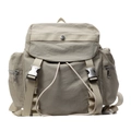Lightweight khaki nylon backpack with drawstring flap and adjustable straps for women - Gray