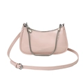 Bolso de hombro rosa claro brillante en forma de luna con cadena de corazón plateada - Rosa