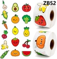 Dettaglio di adesivi colorati a tema frutta e verdura per bambini in rotolo - 1.2 Pollici (ZB52)