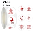Roll of 500 Christmas cartoon stickers with reindeer and trees for gift box decor - Red Christmas Style (ZA88)