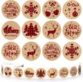 Détails des autocollants de Noël avec 12 motifs festifs en papier kraft à carreaux - 1 Pouce * 2,5 cm (ZB50)