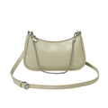 Bolso de hombro de charol verde claro con cadena plateada y correa ajustable - Verde